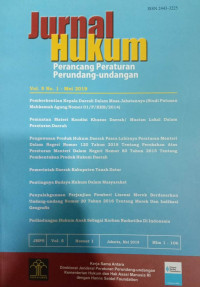 Image of Jurnal Hukum : Perancangan Peraturan Perundang-undangan Vol.5 No.1 - Mei 2019